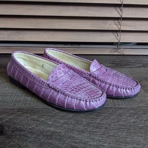 Tod's Gommini Croc Embossed Leather Loafers